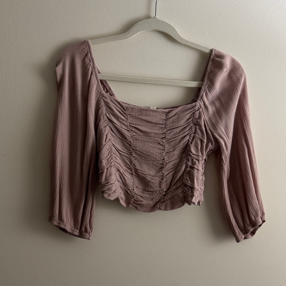 La Hearts Dusty Pink Ruched Blouse